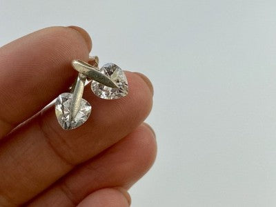 925 Sterling Silver CZ "Hearts" Stud Earrings