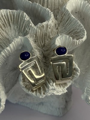 925 Sterling Silver Sodalite Earrings Length 1.05 Inch