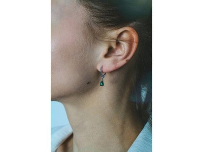 925 Sterling Silver Emerald & CZ Earrings