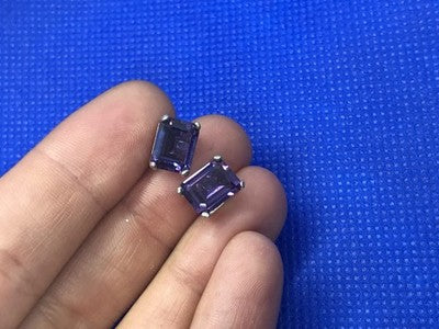 925 Sterling Silver Amethyst Stud Earrings