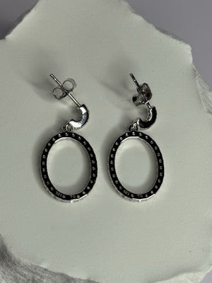 925 Sterling Silver Elegant CZ Earrings Length 1 Inch