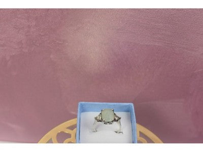 925 Sterling Silver Aventurine Ring Size 6.5