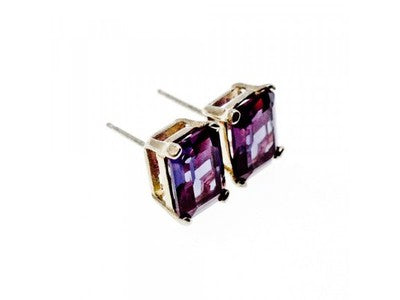 925 Sterling Silver Amethyst Stud Earrings