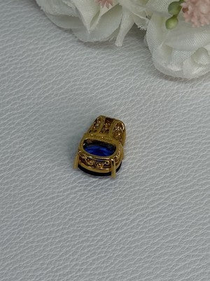 925 Sterling Silver Gold Plated Sapphire & Beryl Pendant Length 0.65 Inch
