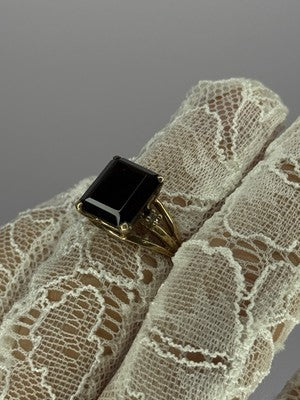 10K Yellow Gold Brown Tourmaline & Diamonds Ring Size 6