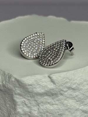 925 Sterling Silver Drop CZ Earrings Length 0.65 Inch