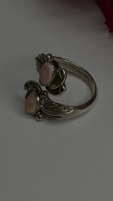Navajo 925 Sterling Silver Pink Abalone Ring Size 8