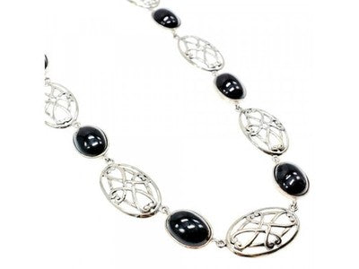 Vintage 925 Sterling Silver Black Onyx Necklace