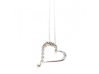 10K White Gold Diamonds Heart Chain With Pendant