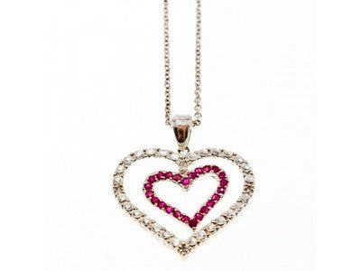 925 Sterling Silver Spinel "Hearts" Chain With Pendant