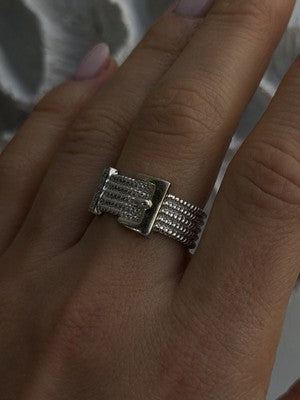 925 Sterling Silver Gold Plated Part Cz Ring Size 9