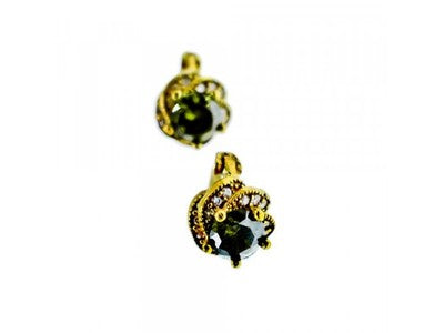 925 Sterling Silver Gold Plated Emerald & CZ Earrings