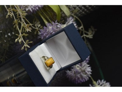 925 Sterling Silver Yellow Jasper Ring Size 7.5