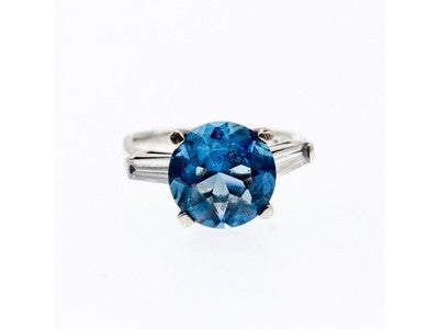 925 Sterling Silver Blue Topaz & Quartz Ring Size 6.5