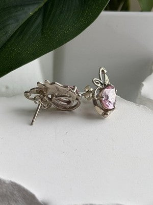 Lovely 925 Sterling Silver Pink Spinel Earrings
