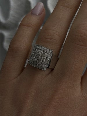 925 Sterling Silver White Colorless Sapphire Ring Size 8