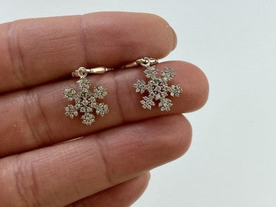 925 Sterling Silver CZ "Snowflakes" Earrings