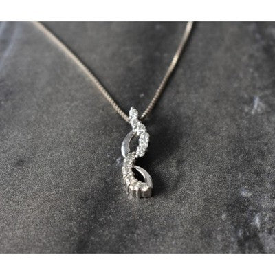 925 Sterling Silver CZ Chain With Pendant Italy