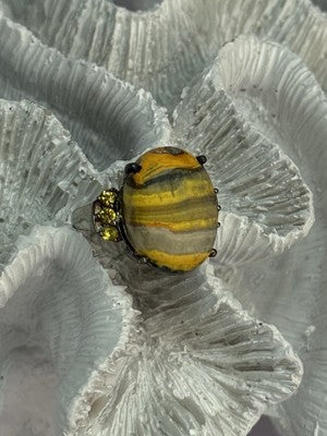 925 Sterling Silver Yashma & Citrine Ring Size 8