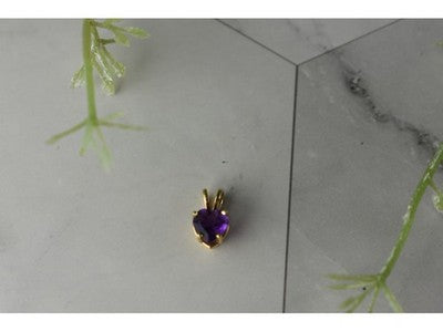 14K Yellow Gold Amethyst Heart Pendant