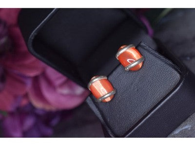 925 Sterling Silver Red Alpanite Stud Earrings