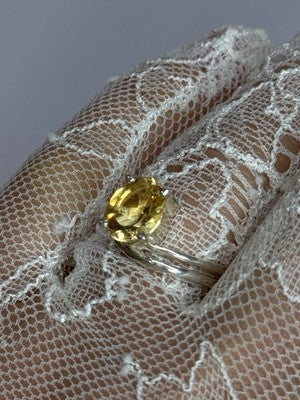 925 Sterling Silver Citrine Ring Size 8