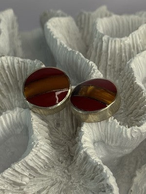 925 Sterling Silver Carnelian Earrings Length 0.70 Inch