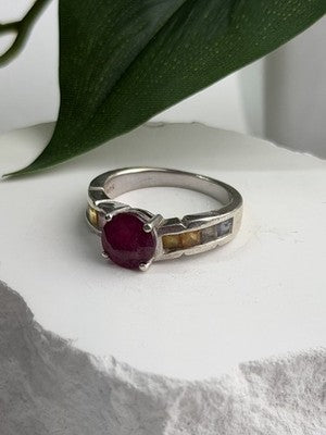 TGGC 925 Sterling Silver Ruby & Multi Color Spinel Stones Ring Size 8