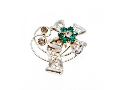 Vintage 925 Sterling Silver Jewelry Glass "Flowering" Brooch