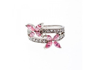 925 Sterling Silver CZ "Butterflies" Ring Size 6.5