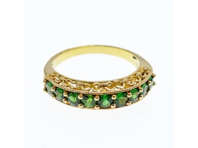 925 Sterling Silver Gold Plated Peridot Ring Size 10.25