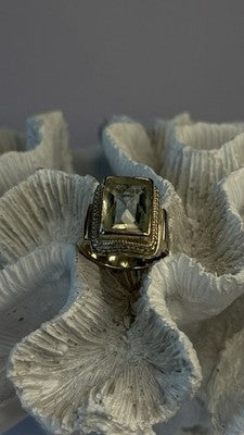 Vintage Style 925 Sterling Silver Quartz Stone Ring Size 6