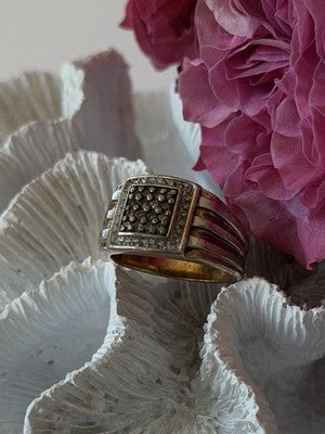 Mens 925 Sterling Silver White & Brown Tourmaline Ring Size 10.5