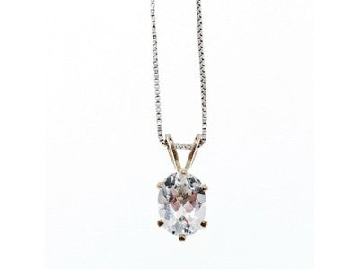 925 Sterling Silver White Tourmaline (Achroite) Chain With Pendant