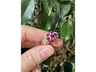 925 Sterling Silver Pink Spinel "Flower" Ring Size 7