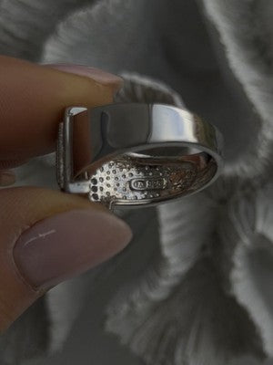 925 Sterling Silver White Colorless Sapphire Ring Size 8