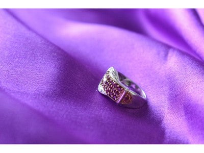 925 Sterling Silver Pink Spinel & White Sapphire "Belt" Ring Size 6.5