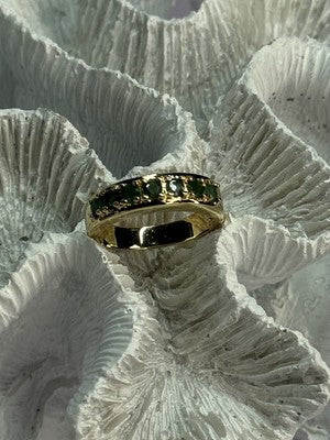 925 Sterling Silver Gold Plated Emerald Ring Size 8