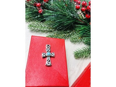 925 Sterling Silver Turquoise Cross Pendant