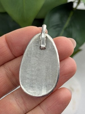 925 Sterling Silver Turquoise Pendant Length 1.8 in