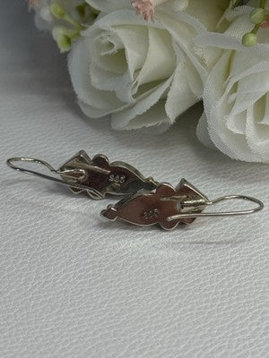 925 Sterling Silver Amethyst & Moonstone Earrings Length 1.30 Inch