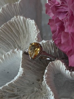 925 Sterling Silver Citrine Ring Size 7