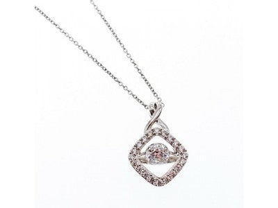 925 Sterling Silver CZ "Glitter" Chain With Pendant