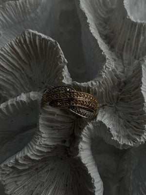 3 Colors  925 Sterling Silver Yellow & Rose Gold Plated White Topaz Ring Size 7
