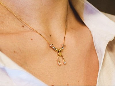 Designer 18K Yellow, White & Pink Gold Diamond Italy Necklace