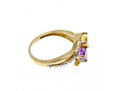 10K Yellow / White Gold Amethyst & Heliodor Ring Size 5.5