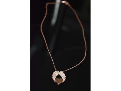 925 Sterling Silver Gold Plated CZ "Angel's Wings with Heart" Necklace