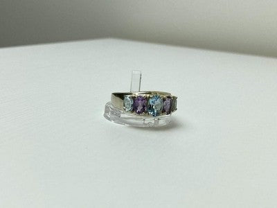 925 Sterling Silver Blue Spinel & Tanzanite Ring Size 11.25