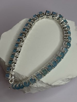 925 Sterling Silver Blue Moonstone Bracelet Length Min 7.5 Inch Max 8.5 Inch