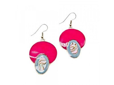 925 Sterling Silver Haliotis & Enamel Earrings